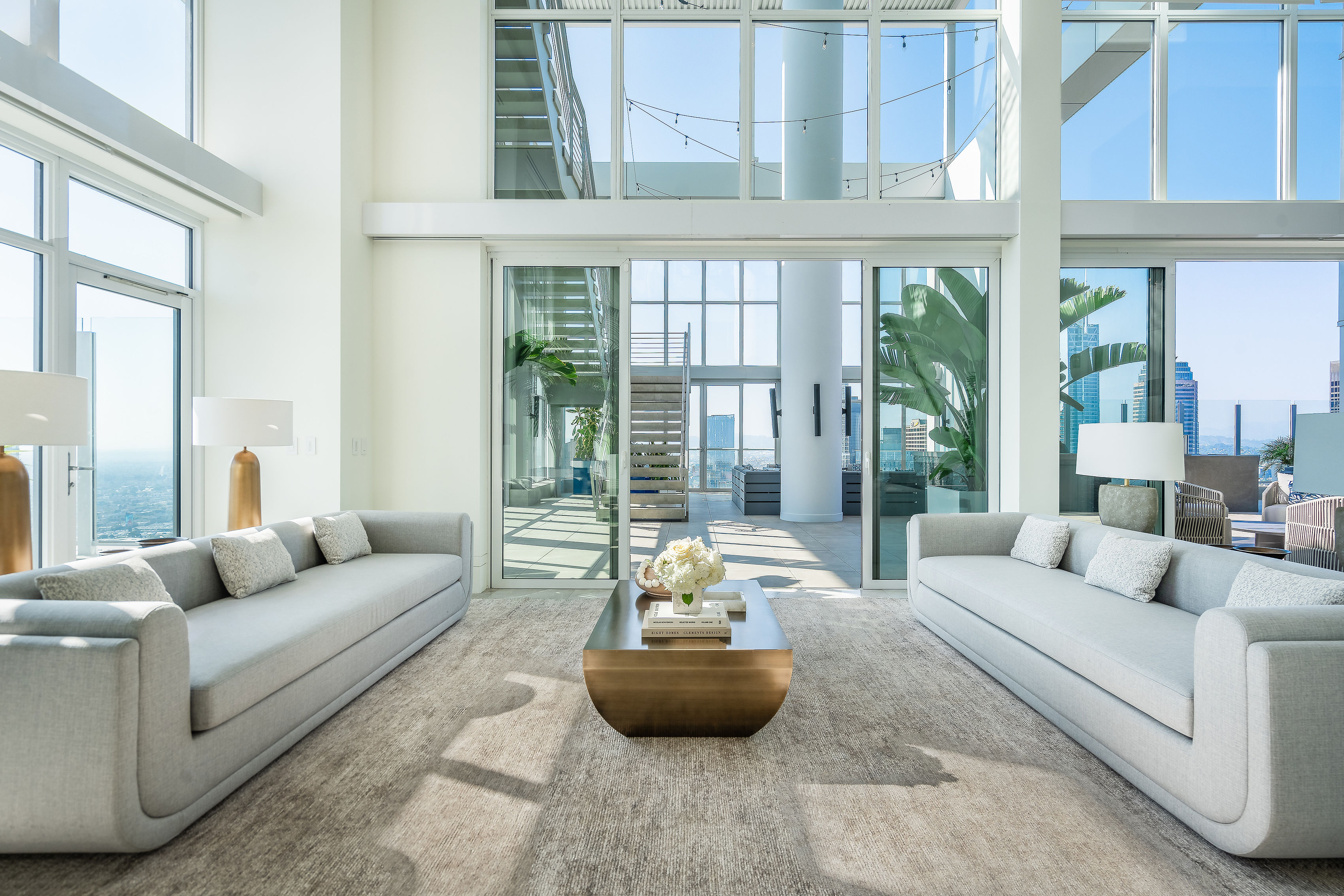 825 S. Hill main-level great room with 18-ft floor-to-ceiling windows