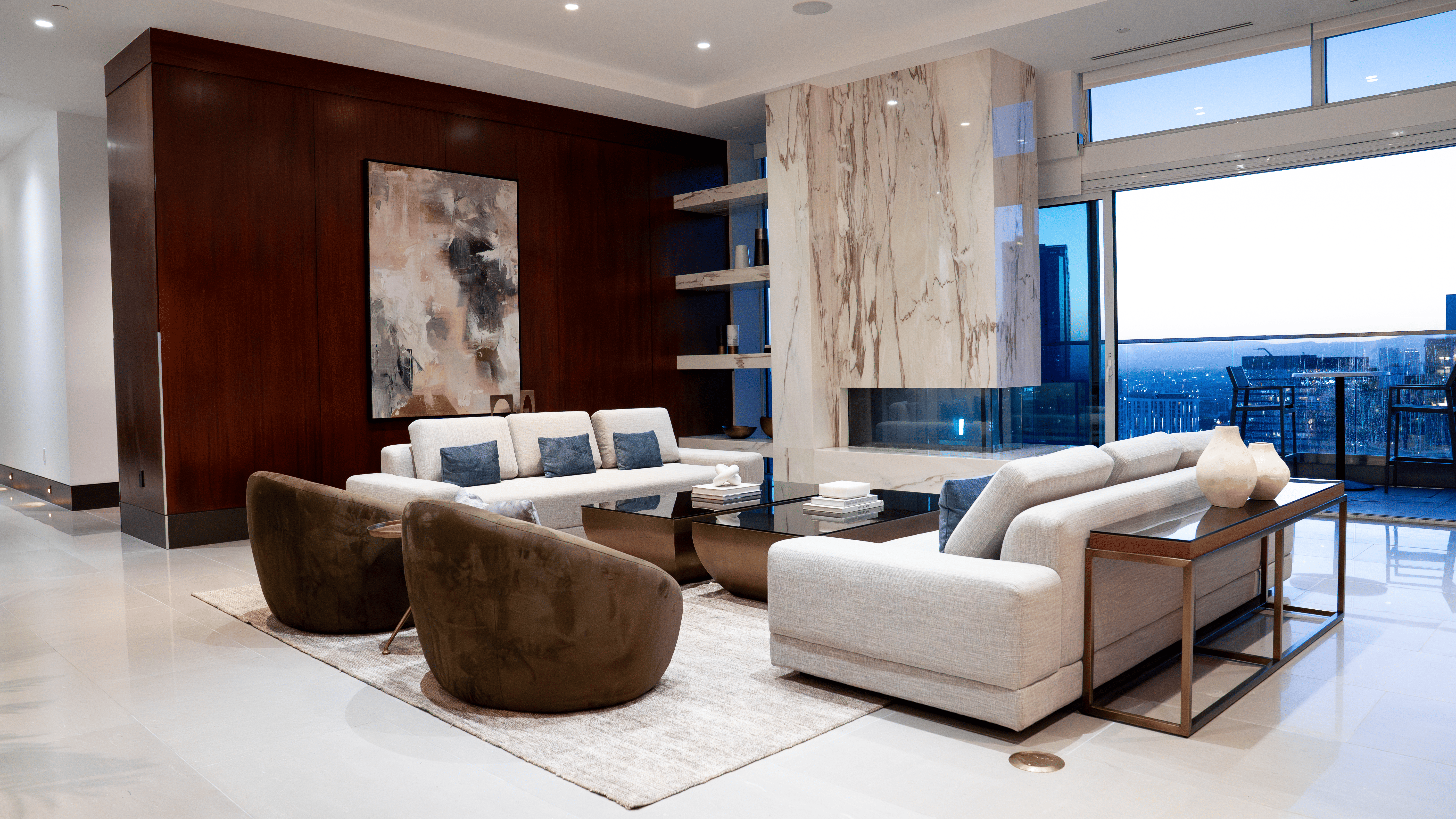 888 S. Olive formal living room at dusk
